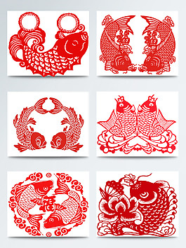 新年红色剪纸系列图案