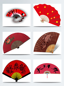 红色扇子图案素材合集