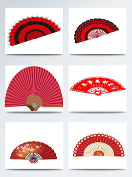 中国风红色扇子图案