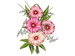 卡通红色鲜花png元素