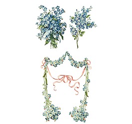 卡通蓝色鲜花png元素