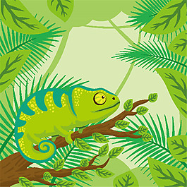 手绘矢量变色龙插画素材