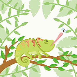 清新手绘变色龙插画