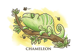 可爱清新手绘变色龙插画