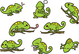 可爱卡通手绘变色龙