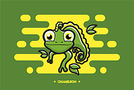 手绘矢量变色龙素材