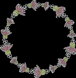 手绘创意花环免扣素材