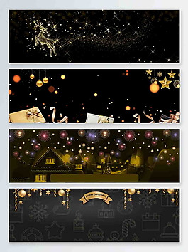 圣诞节卡通黑金banner