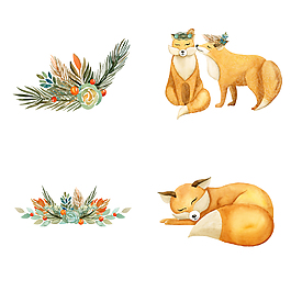 手绘可爱柴犬卡通免扣素材