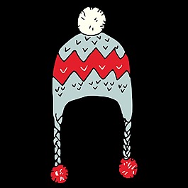 手绘灰色针织帽子冬天透明装饰素材