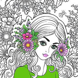 手绘元气少女矢量素材