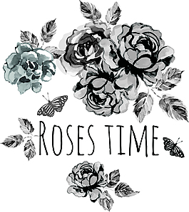 黑白手绘玫瑰花插画