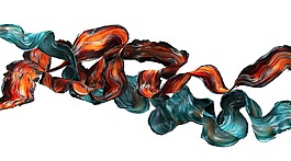 墨黄色蓝色飘带弯曲png元素