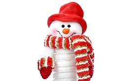卡通戴红色帽子围巾的雪人png元素