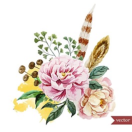 唯美水彩绘植物花朵插画