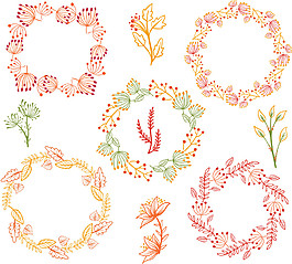 清新水彩手绘花环素材