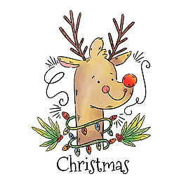 可爱手绘圣诞节麋鹿