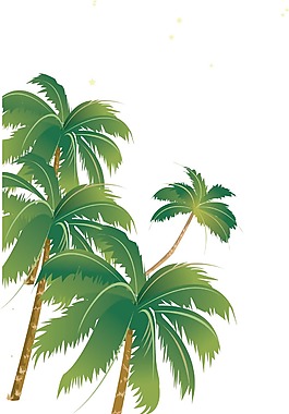 彩绘卡通椰子树png元素