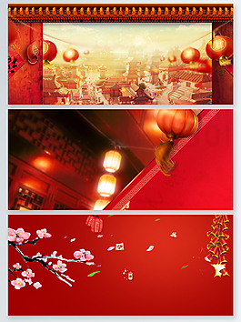 2018新年中国风灯笼psd海报背景