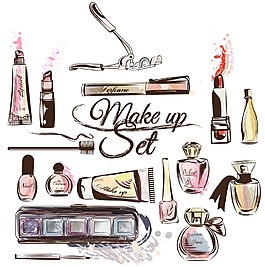 手绘时尚女性化妆品插画