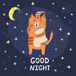 晚安小猫图案背景