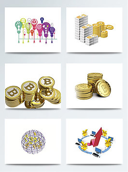 彩色比特币电子货币素材