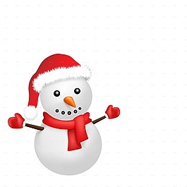 可爱卡通红帽子雪人png元素