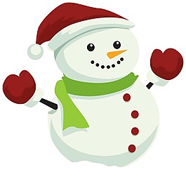 卡通红毛红手套可爱雪人图png元素