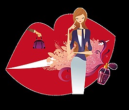 红唇美女三八节日装饰图案设计