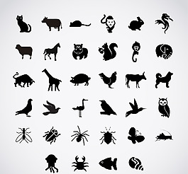 简单的黑色鸟的剪影