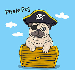 手绘海盗素材狗狗