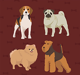 手绘卡通写实犬素材