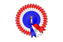 蓝白红丝带标签png元素