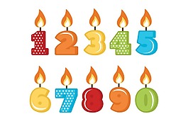 卡通数字生日蜡烛png元素