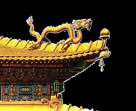 金色古风宫殿屋檐图案