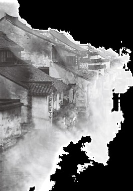 水墨古风屋檐图案