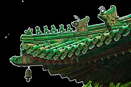 绿色古风屋檐图案设计