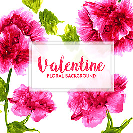 水彩大红色花卉素材