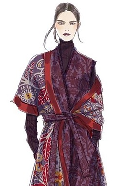 气质紫色花纹连体裤女装效果图