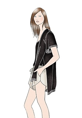 清新黑色短袖女装效果图