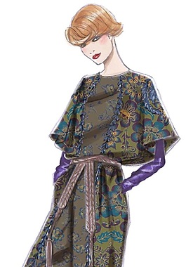 时尚紫色花纹连体裤女装效果图