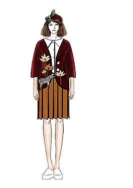 时尚红色外套女装效果图