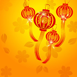 扁平手绘卡通新年金色背景