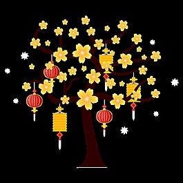 手绘卡通扁平梅花装饰素材