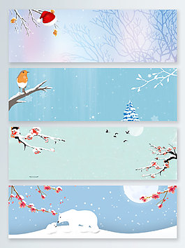 文艺小清新松鼠蓝色banner背景