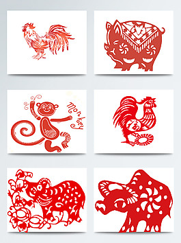 新年十二生肖剪纸图案