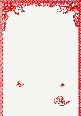 浅灰色新年快乐中国风剪纸艺术