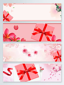 红色礼品盒banner背景