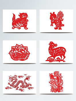 剪纸动物矢量素材