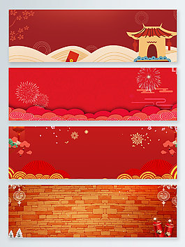 中国风古风墙烟花banner背景